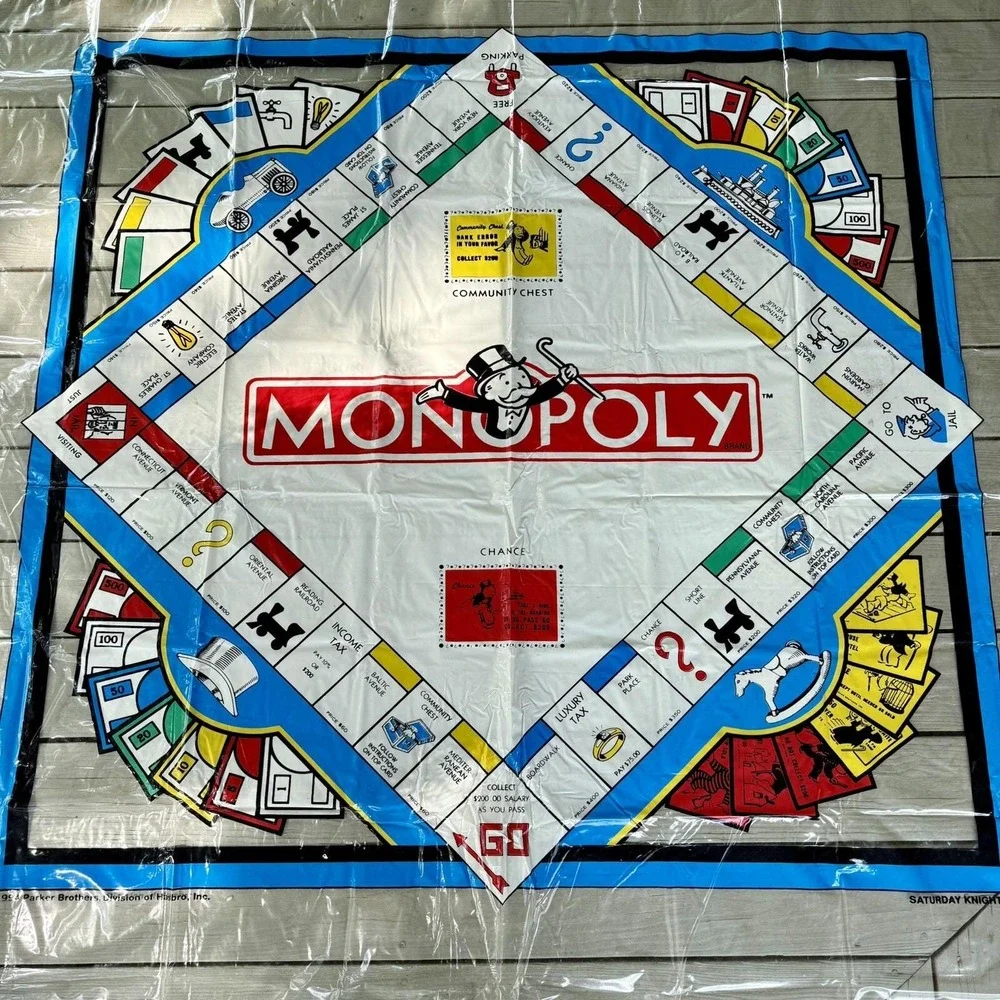 RARE! Vintage 1994 Hasbro‎ Vinyl Original MONOPOLY Board Game Shower Curtain 90s